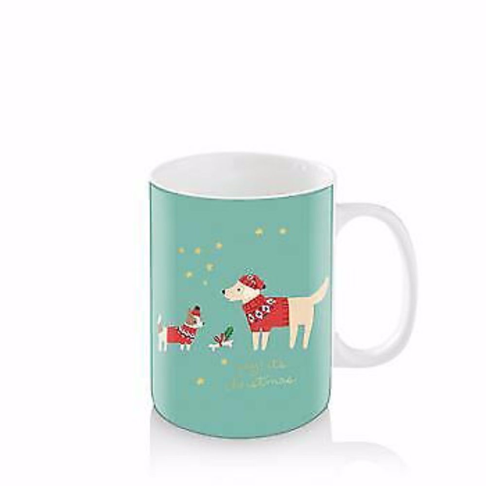 Fringe Studio "Yay! It's Christmas" Sweater Dog Bone Winter Holiday Kansas Mug